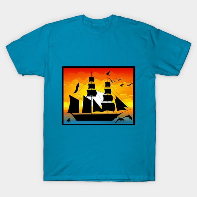 Sailing at sunset T-Shirt by Blue Butterfly Designs 